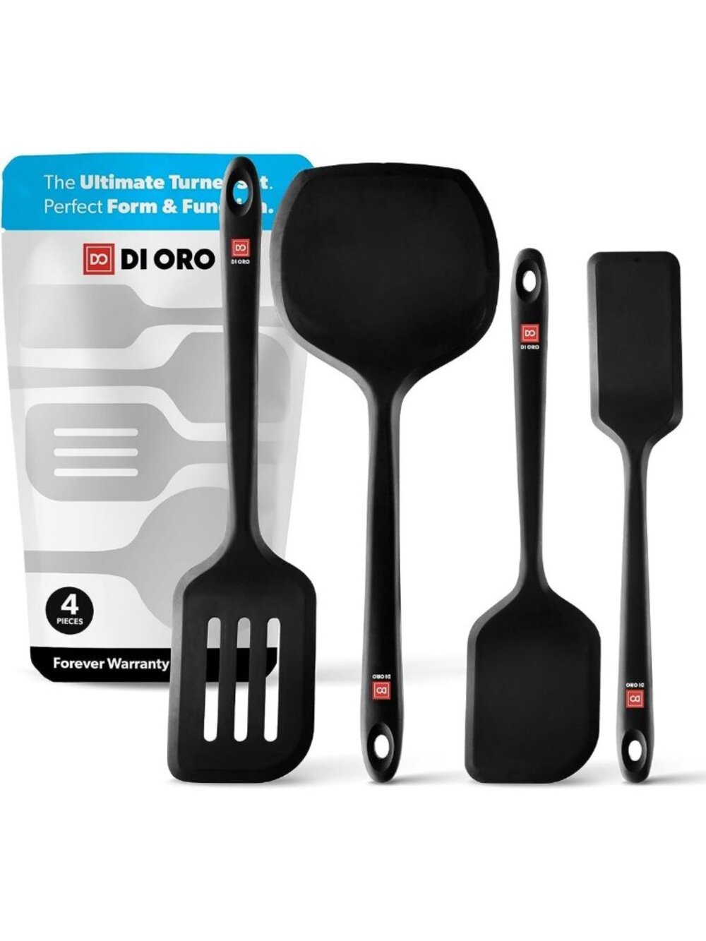 Heat Resistant Silicone Turner Spatula Set - 4-Piece Kitchen Utensils, 600°F